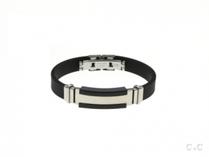 Bracelet homme caoutchouc et acier