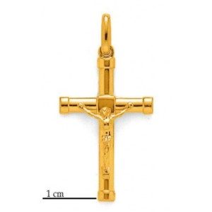 Pendentif croix catholique or