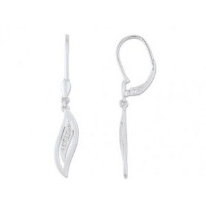 Boucles d'oreille pendantes or blanc et diamant