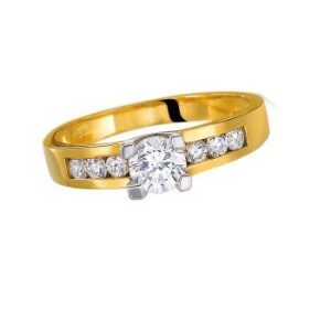 Solitaire Or jaune diamants