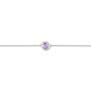 Bracelet or blanc et améthyste