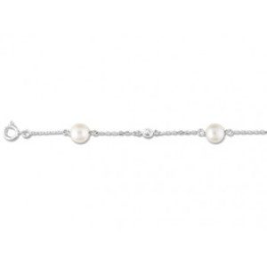 Bracelet or blanc et perles