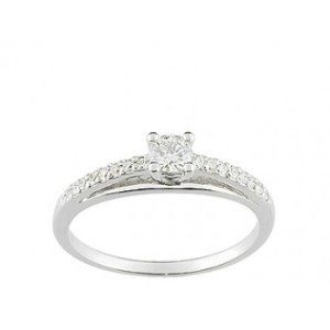 Solitaire Or blanc diamants