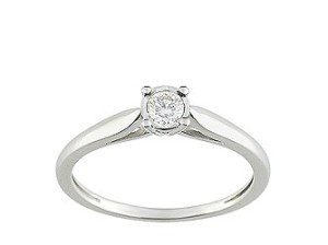 Solitaire Or blanc diamant