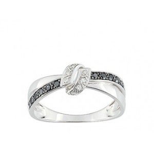 Solitaire Or blanc diamants noirs