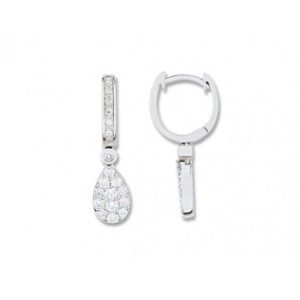 Boucles d'oreille pendantes or blanc et diamant